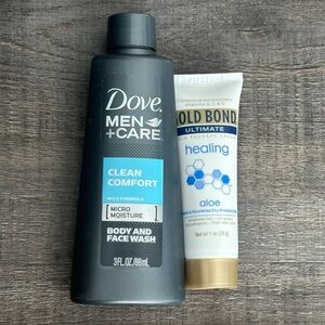 💞 New Dove Men+Care & Gold Bond 2-Piece Travel Hygiene Set